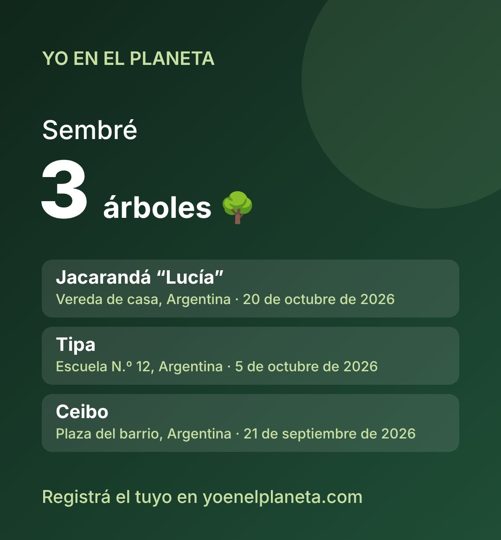 Ejemplo de tarjeta para compartir: Sembré 3 árboles